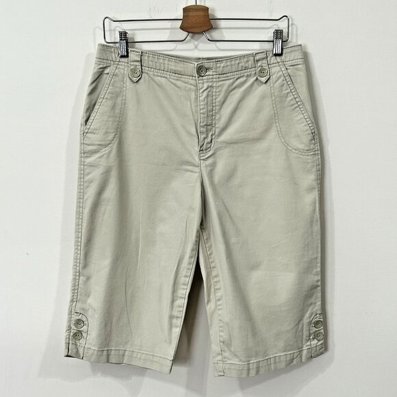 GLORIA VANDERBILT Lacey Capris Sz 10 Khaki Wide Leg High Rise DPF42078C - Picture 1 of 15